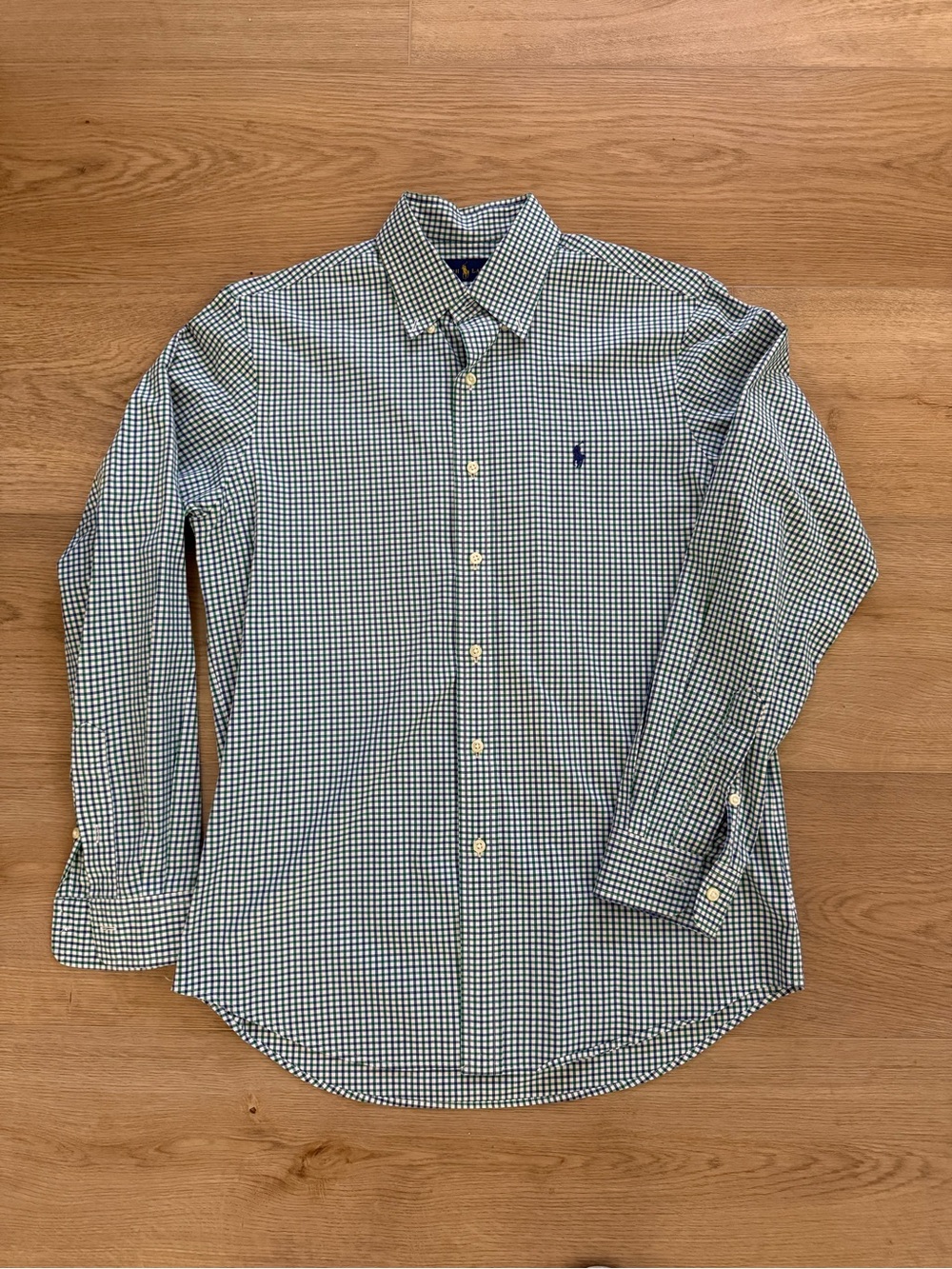 Ralph Lauren Green Blue Gingham Cotton Button Down Shirt Men’s Medium